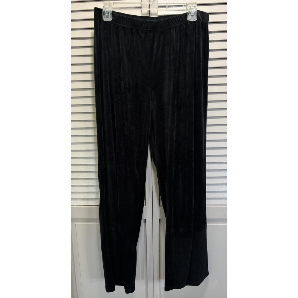 Juicy Couture Y2K Velour Straight Leg Pants Size L Logo Rhinestones Black EUC